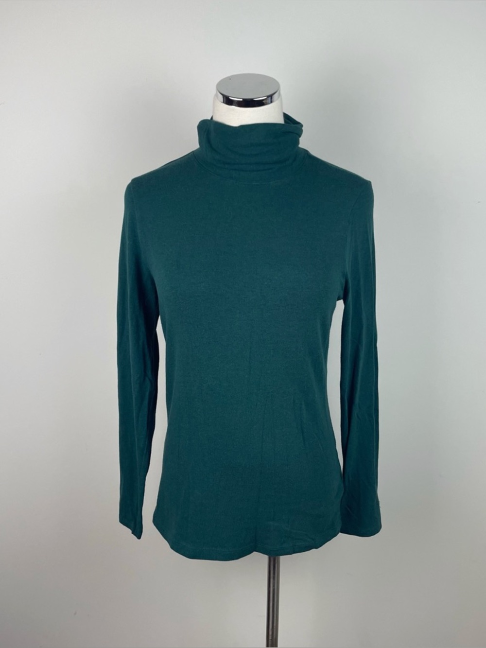 Adrienne Vittadini Solid Green Turtleneck Long Sleeve Top Women Large